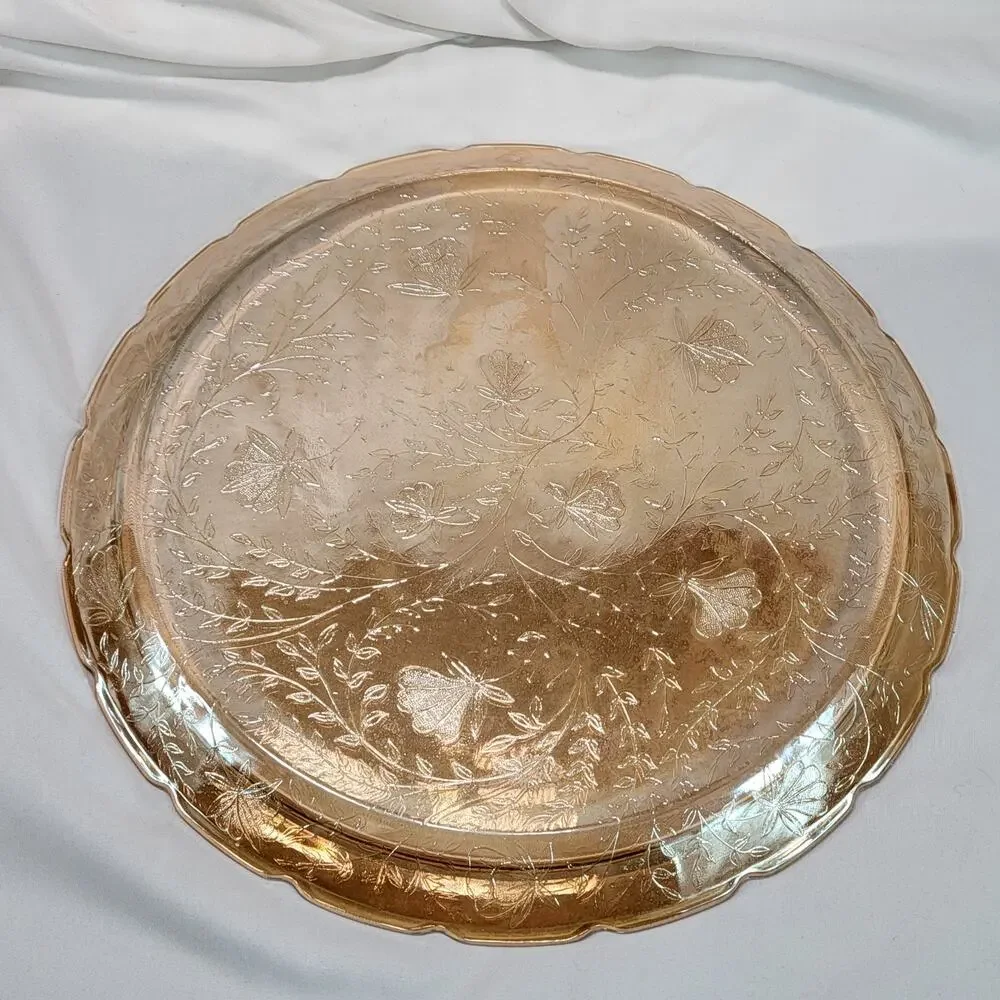 Jeannette Glass Peach Amber Plate 11